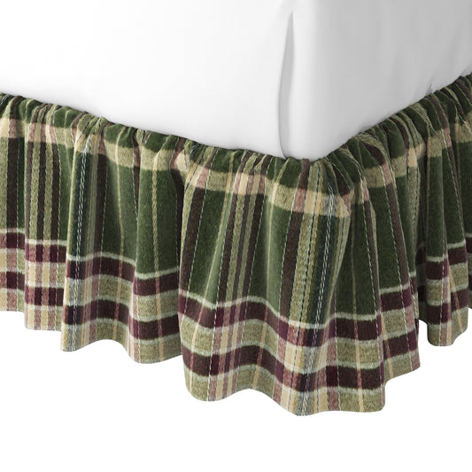 Ruffle Bedskirt in Tartan - Evergreen
