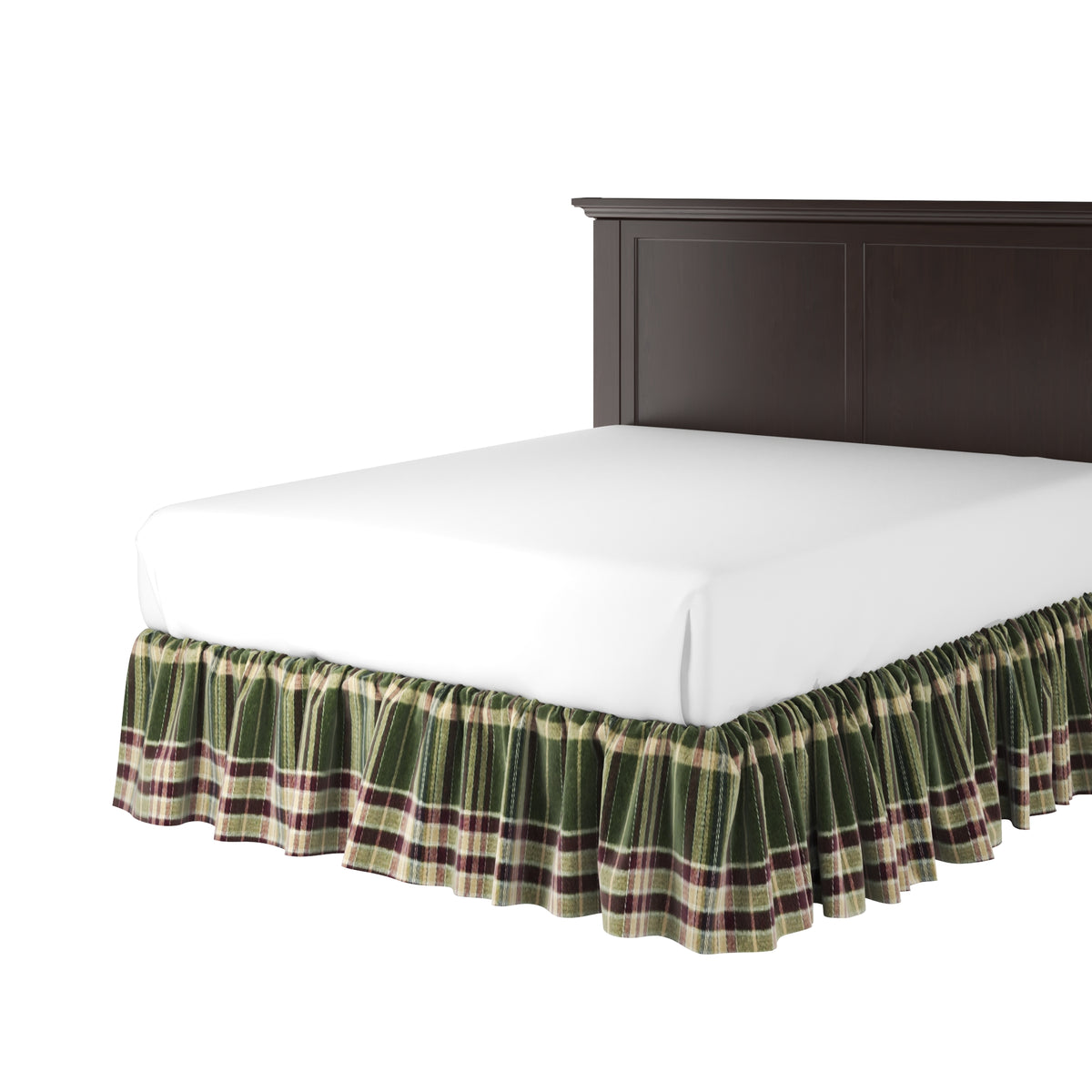 Ruffle Bedskirt in Tartan - Evergreen