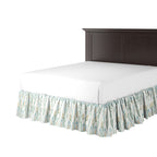 Ruffle Bedskirt in Cottage Flowers - Cool Blue