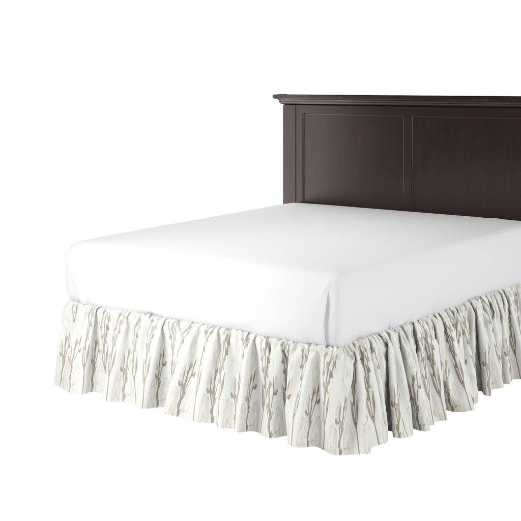Ruffle Bedskirt in Cottage Flowers - Vanilla