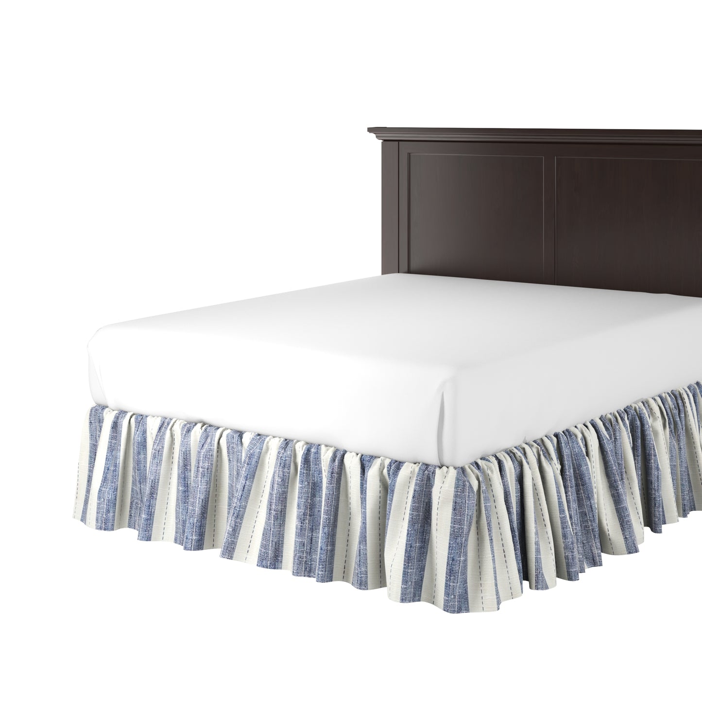 Ruffle Bedskirt in French Laundry Stripe - Navy