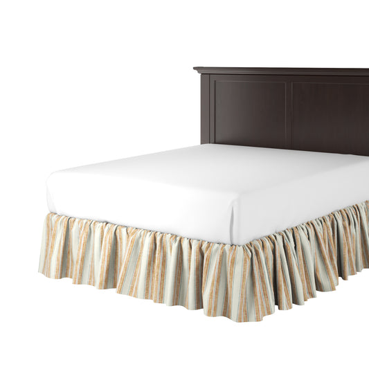 Ruffle Bedskirt in French Laundry Stripe - Apricot