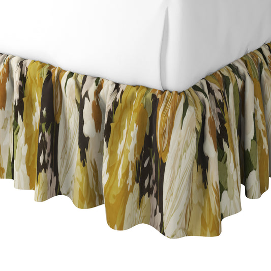 Ruffle Bedskirt in Garden Tea Time - Moonglow