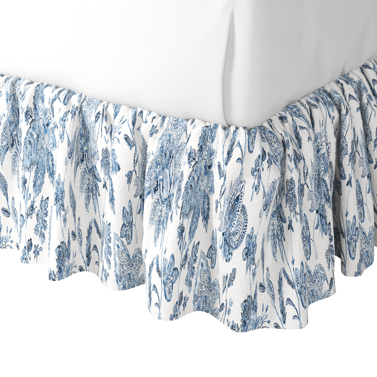 Ruffle Bedskirt in Toile - Blue Skies