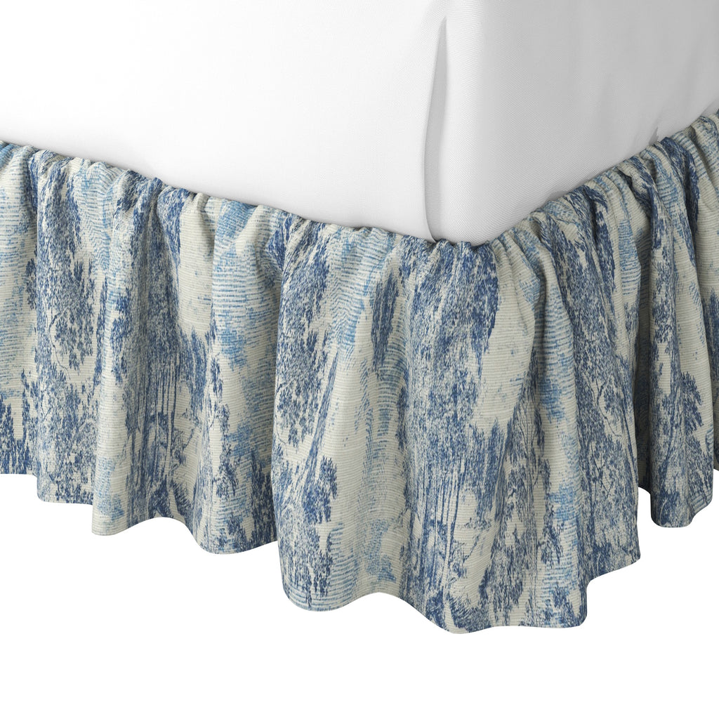 Ruffle Bedskirt in Country Toile - Sapphire