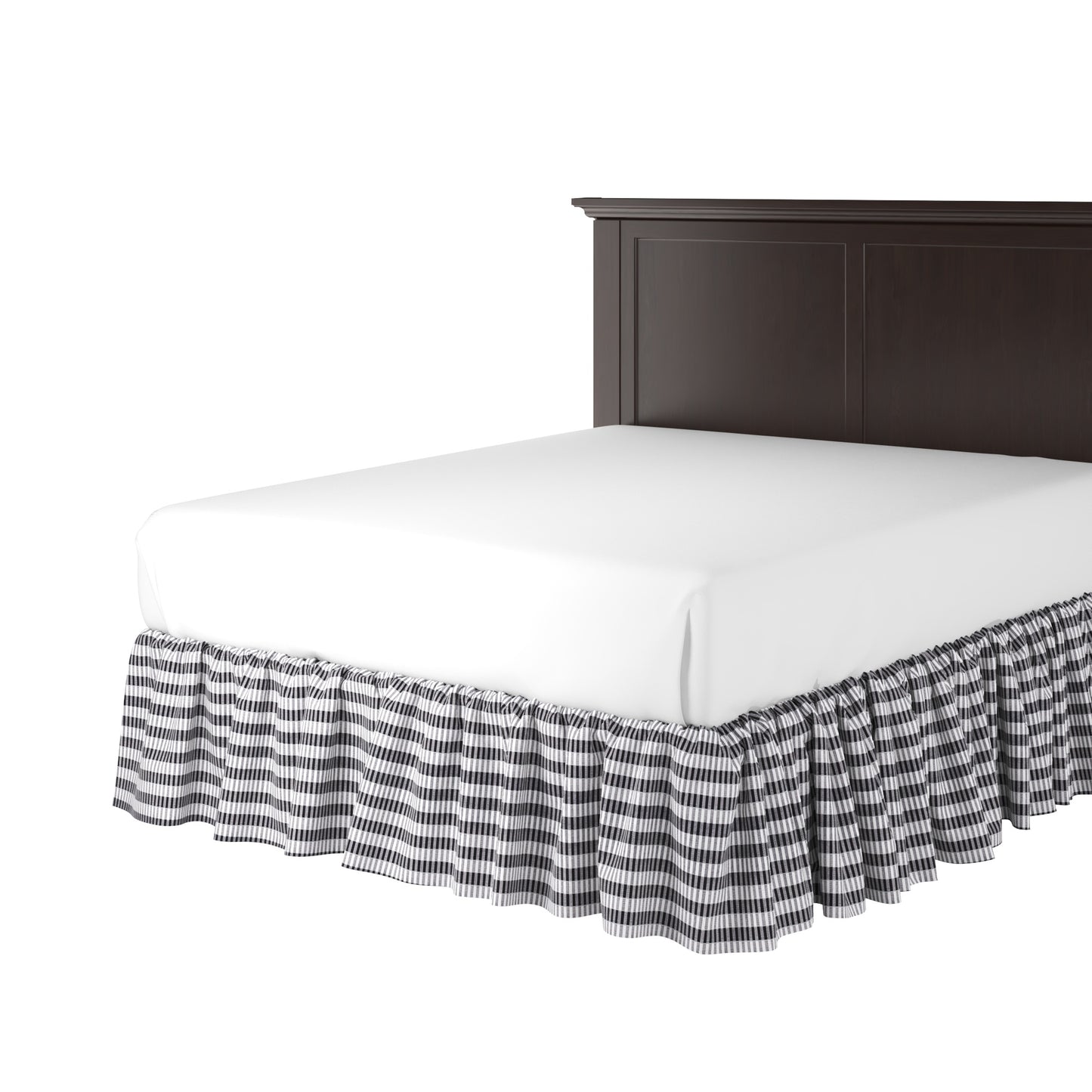 Ruffle Bedskirt in Gingham - Black