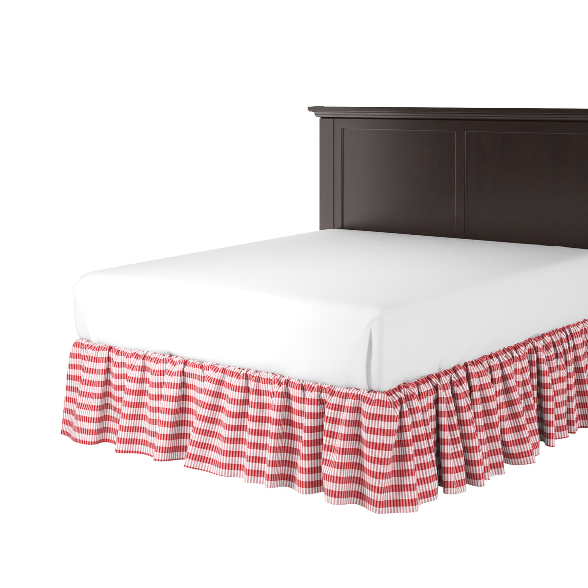 Ruffle Bedskirt in Gingham - Cherry