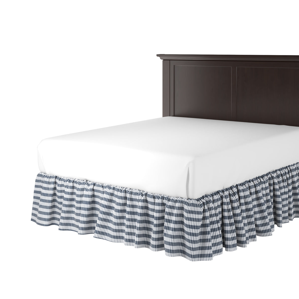 Ruffle Bedskirt in Gingham - Navy