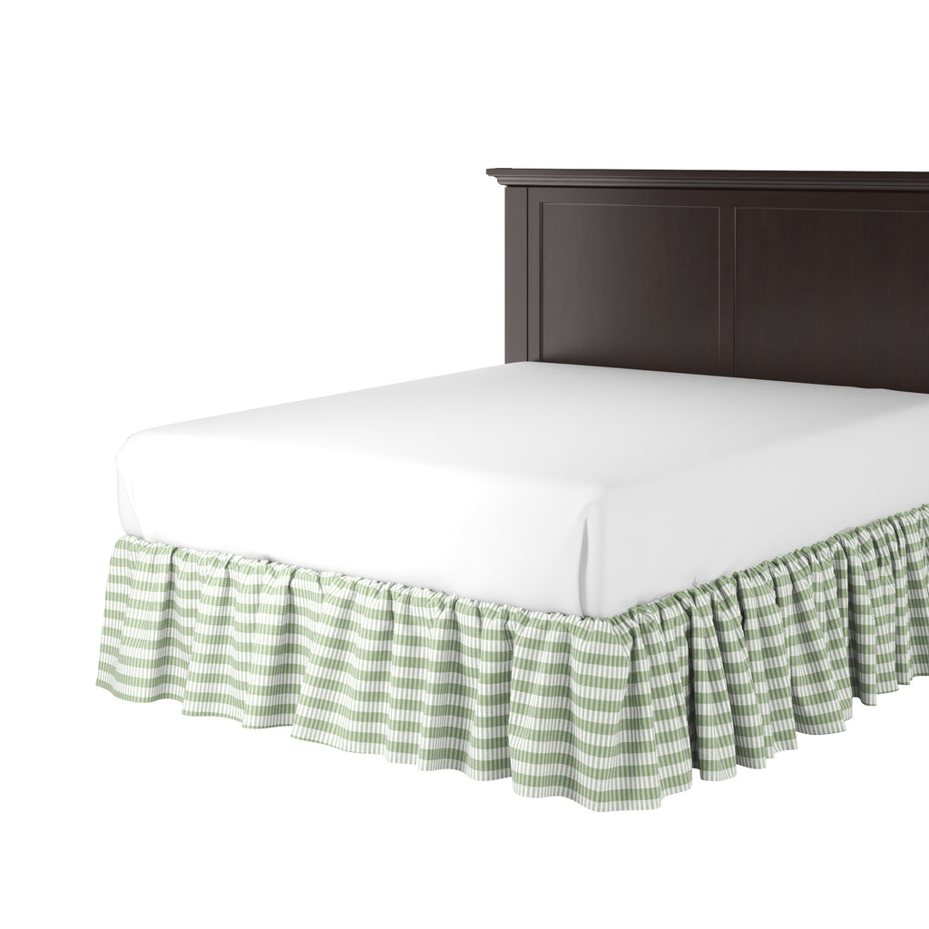 Ruffle Bedskirt in Gingham - Sage