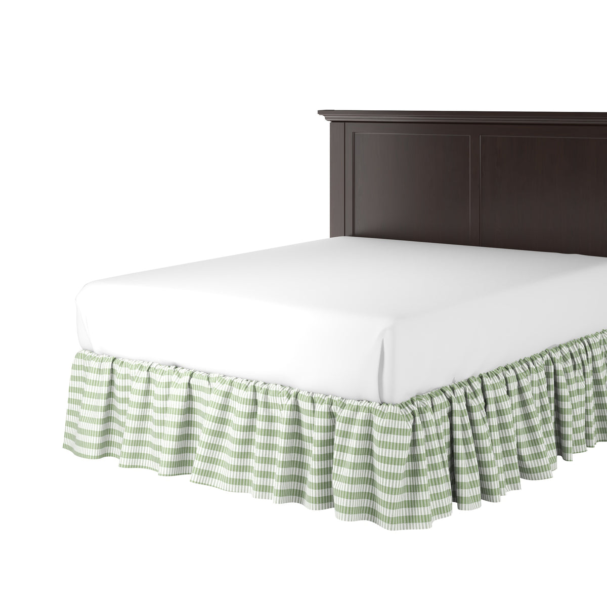 Ruffle Bedskirt in Gingham - Sage
