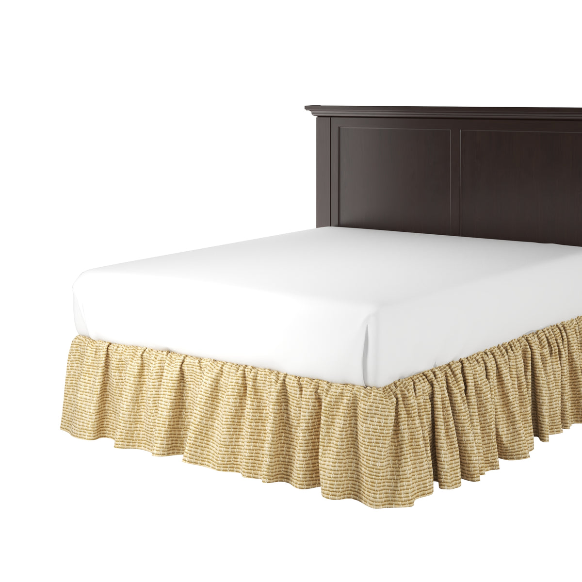 Ruffle Bedskirt in Ditsy - Saddle