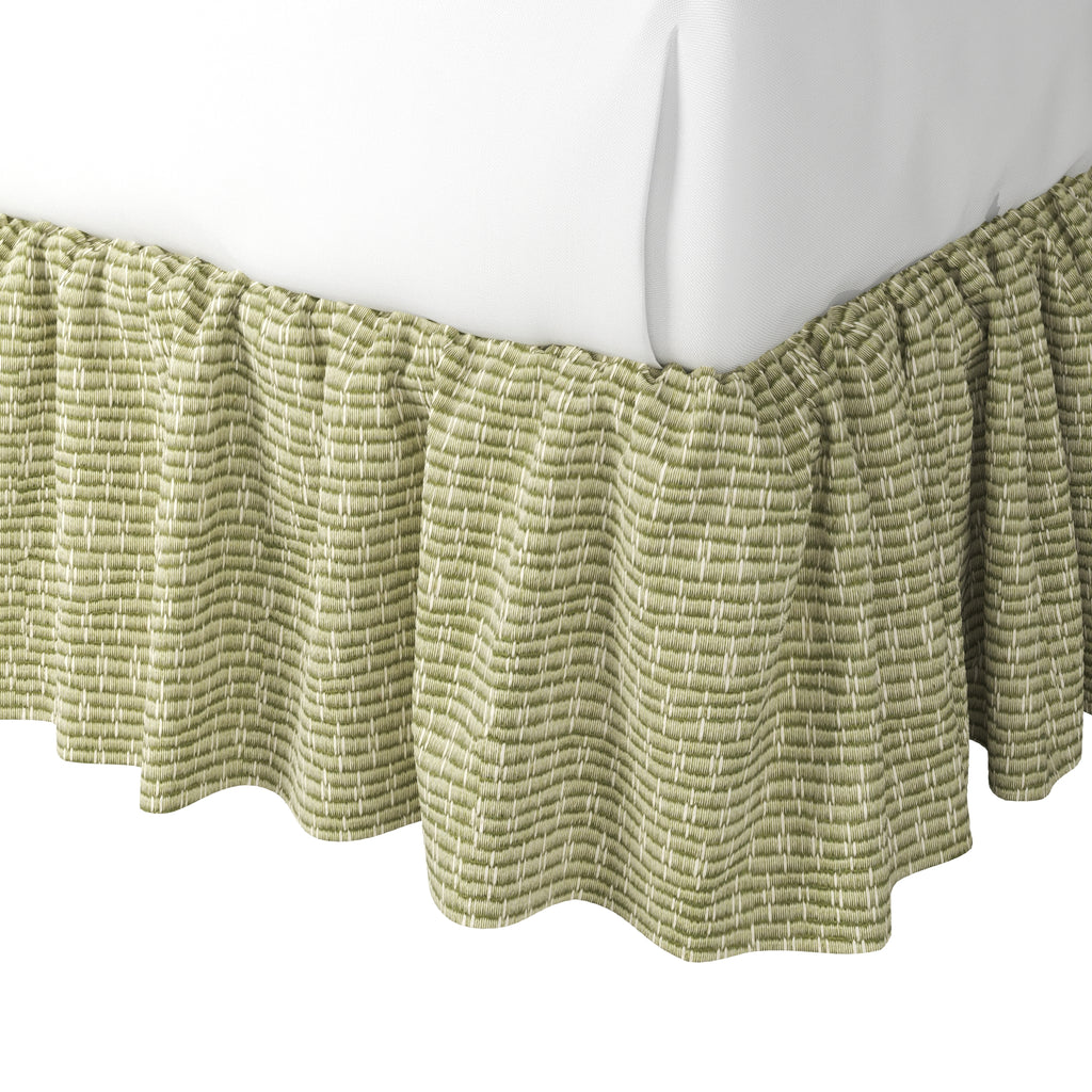 Ruffle Bedskirt in Ditsy - Seaweed
