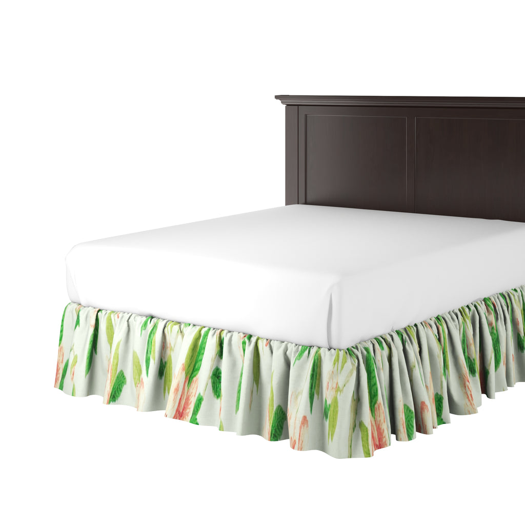 Ruffle Bedskirt in Grandma's Floral - Coral