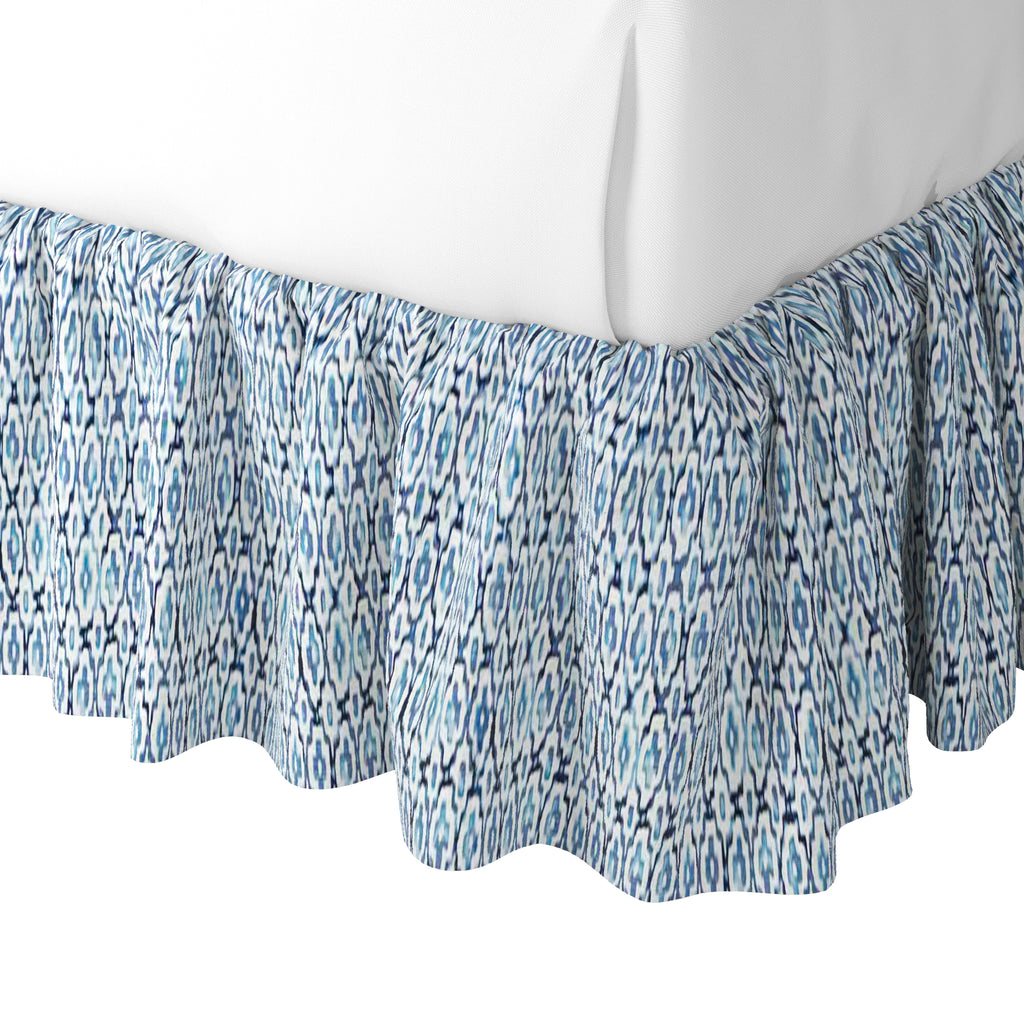 Ruffle Bedskirt in Positive Print - Azure