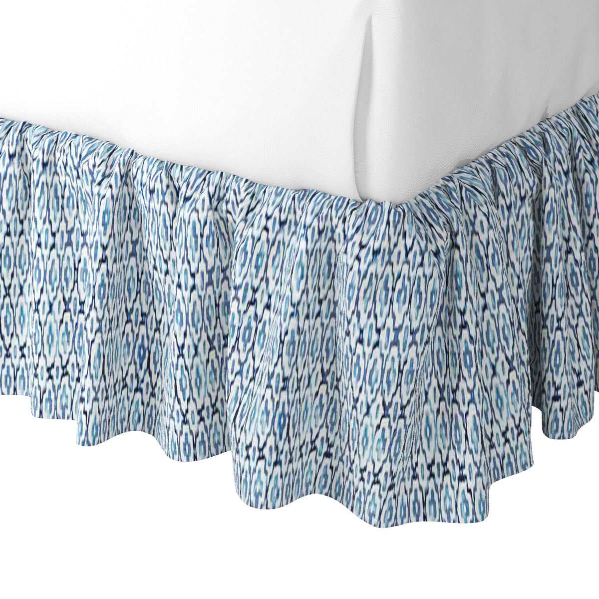 Ruffle Bedskirt in Positive Print - Azure