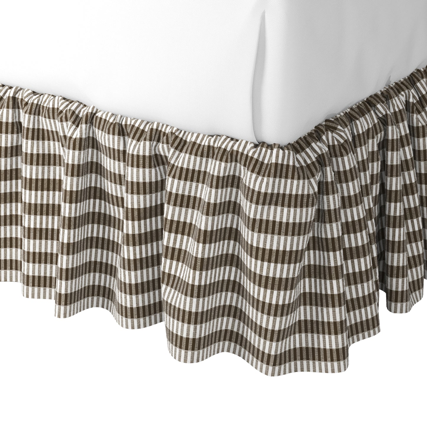 Ruffle Bedskirt in Gingham - Chestnut