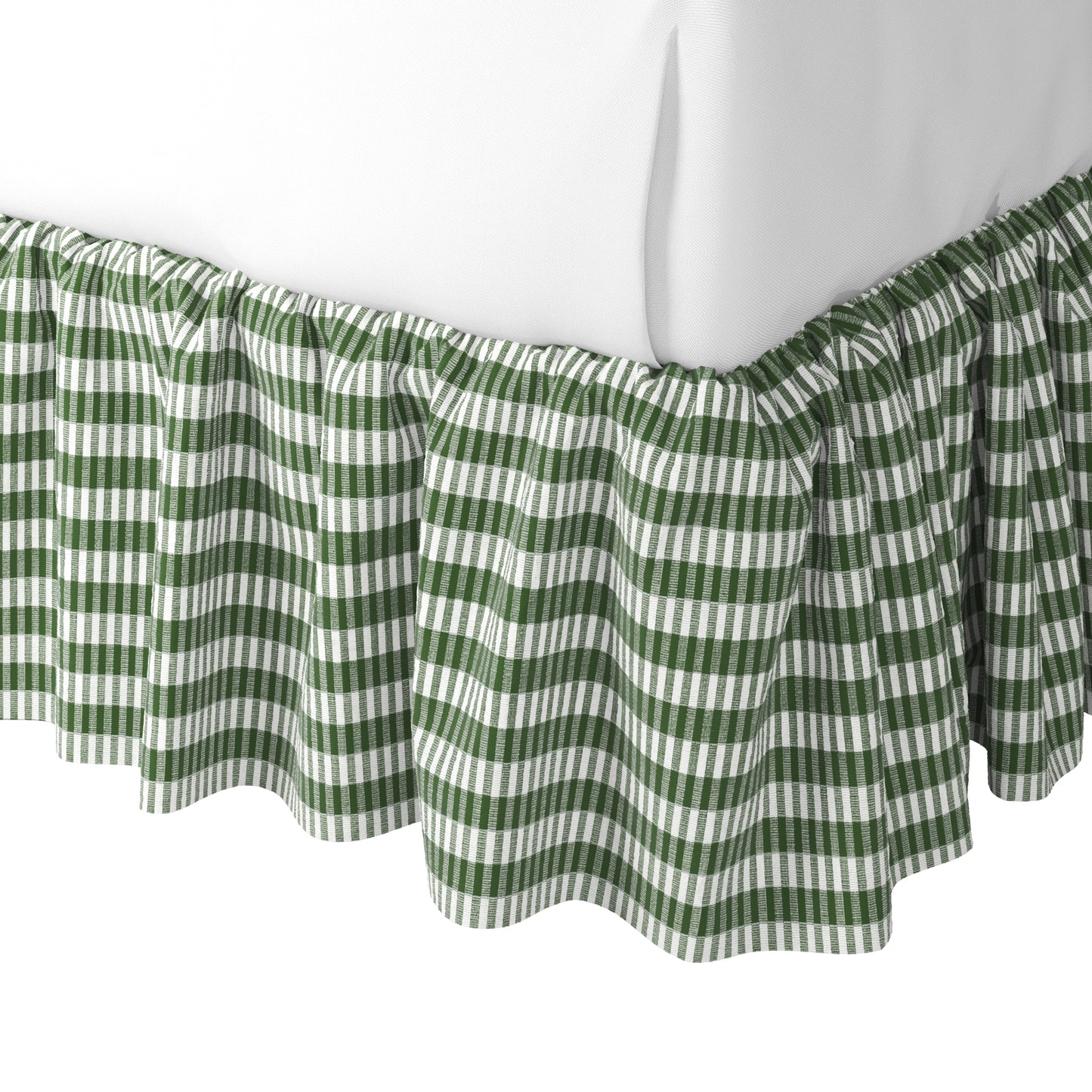 Ruffle Bedskirt in Gingham - Fir