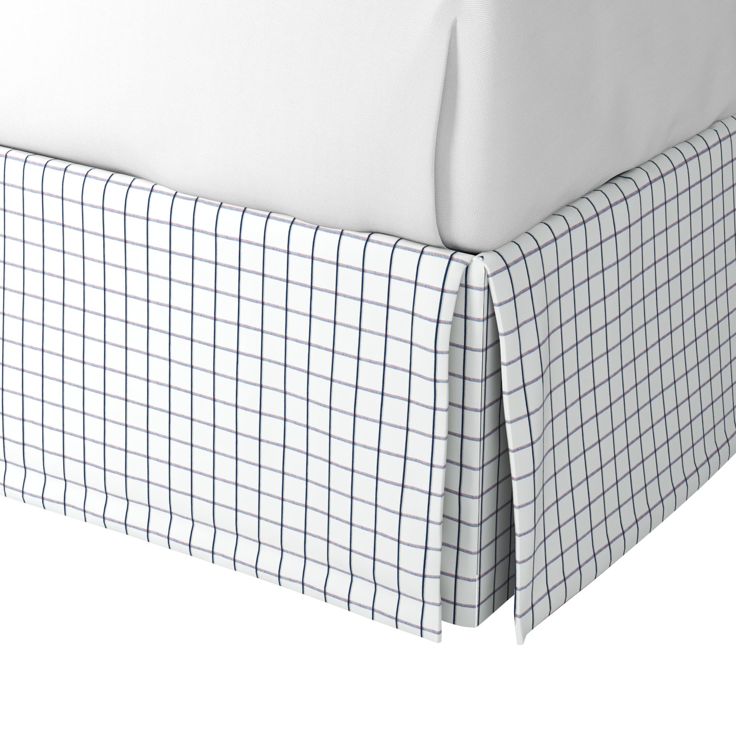 Tailored Bedskirt in Check With Me - White