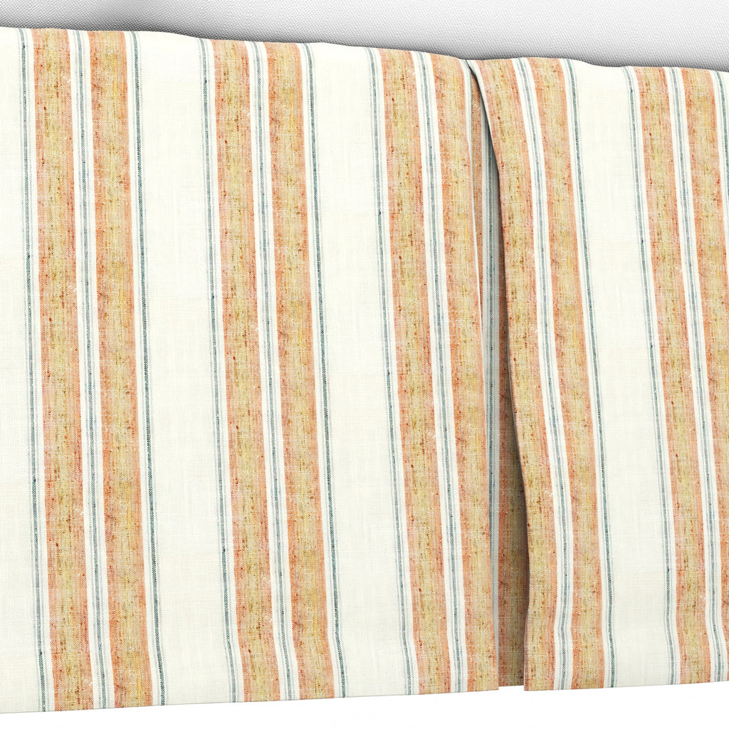 Tailored Bedskirt in French Laundry Stripe - Apricot
