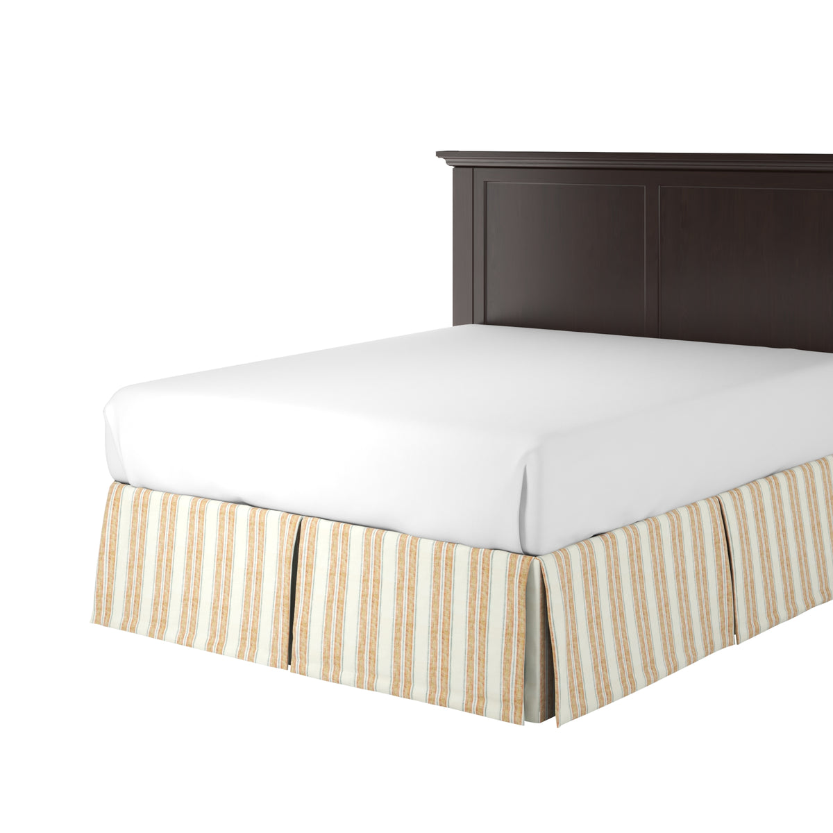 Tailored Bedskirt in French Laundry Stripe - Apricot