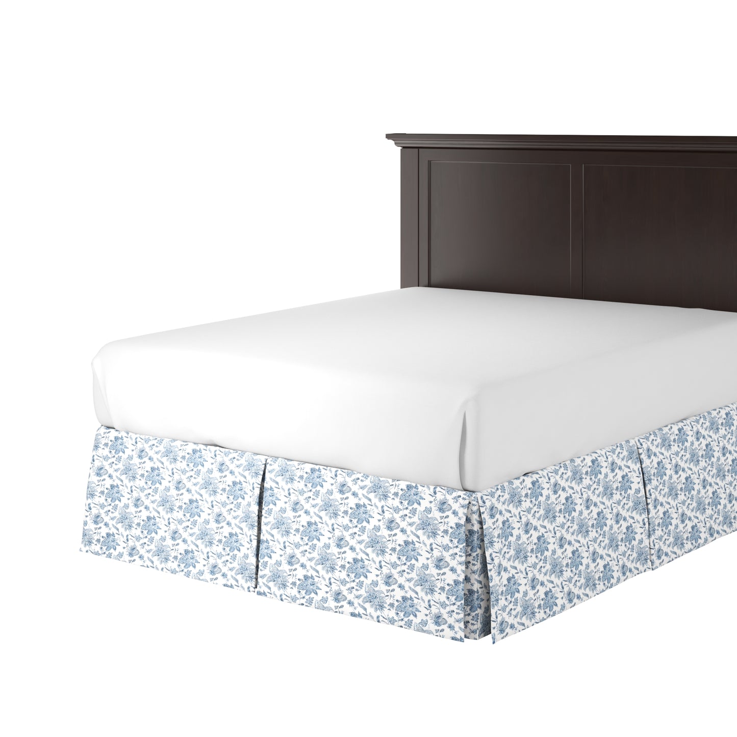 Tailored Bedskirt in Toile - Blue Skies