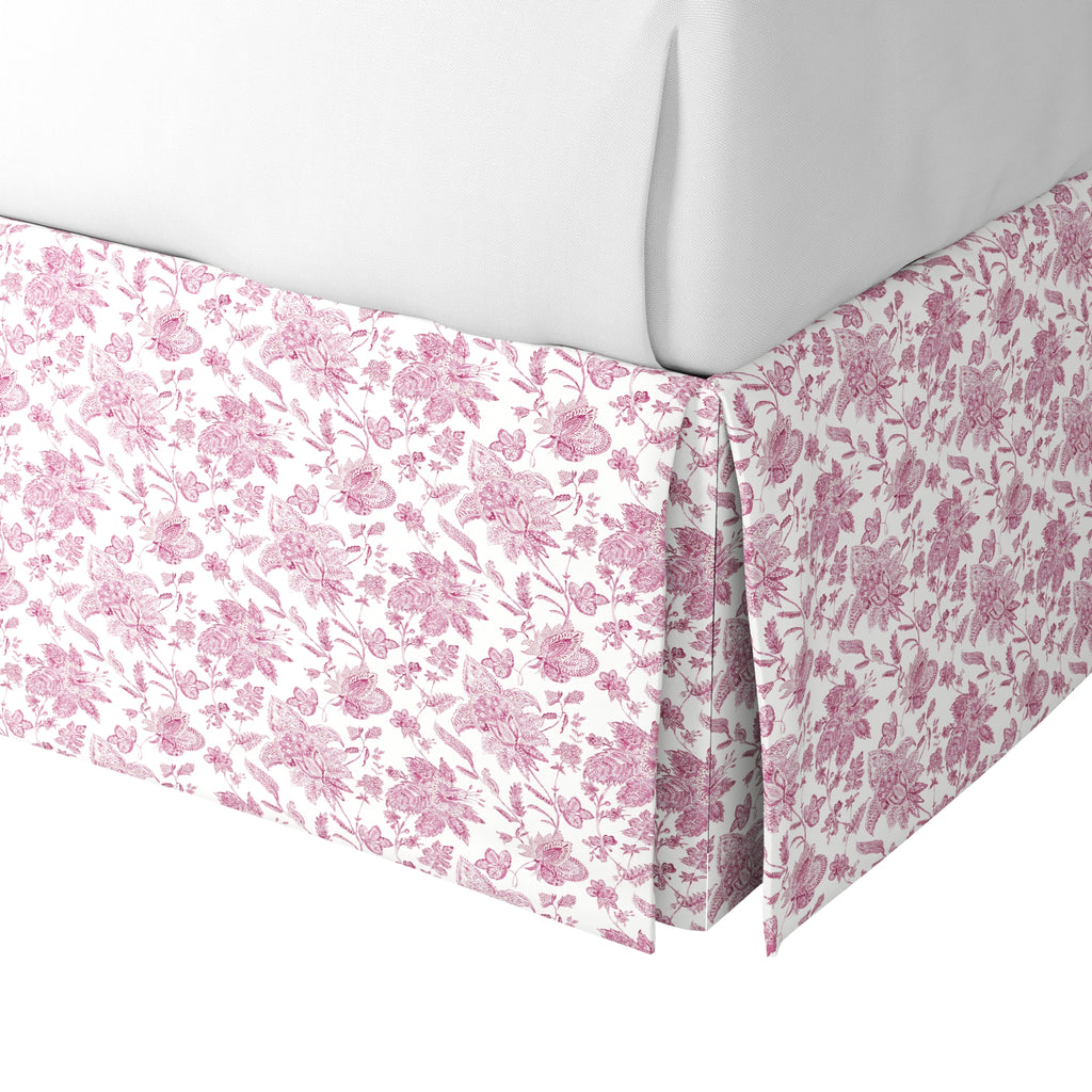 Tailored Bedskirt in Toile - Strawberry