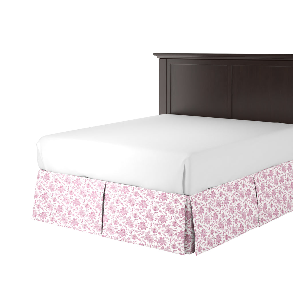 Tailored Bedskirt in Toile - Strawberry