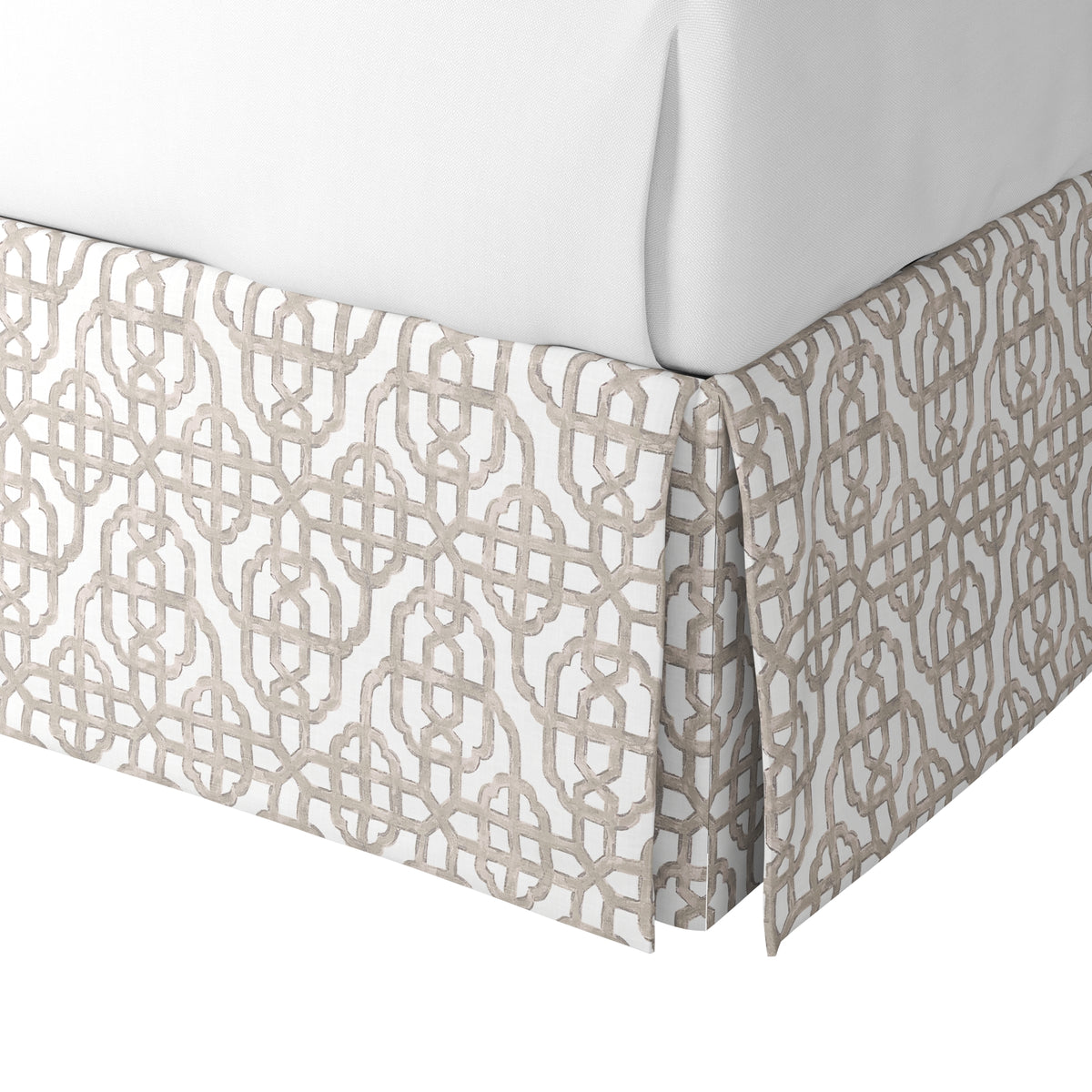 Tailored Bedskirt in Trellis Like It Is - Beige
