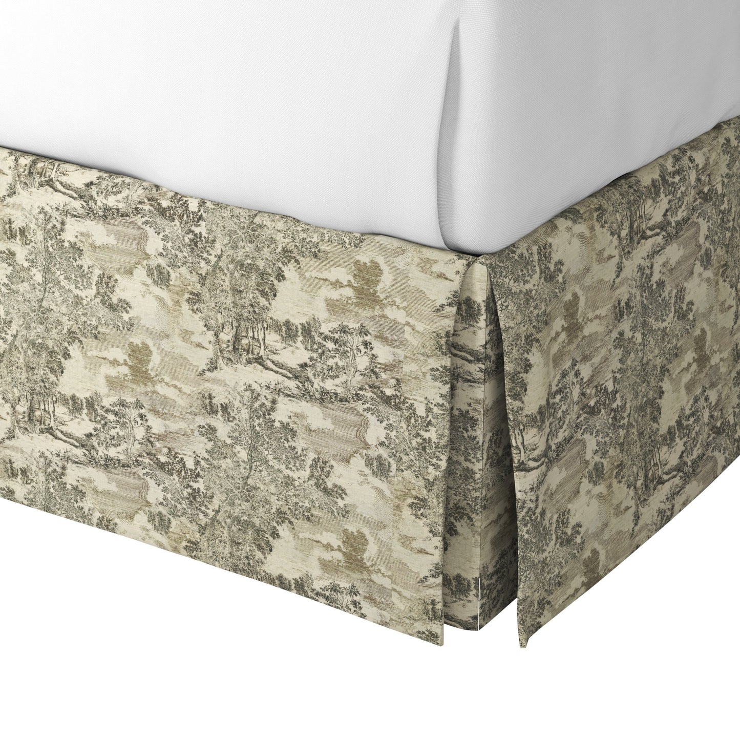 Tailored Bedskirt in Country Toile - Onyx