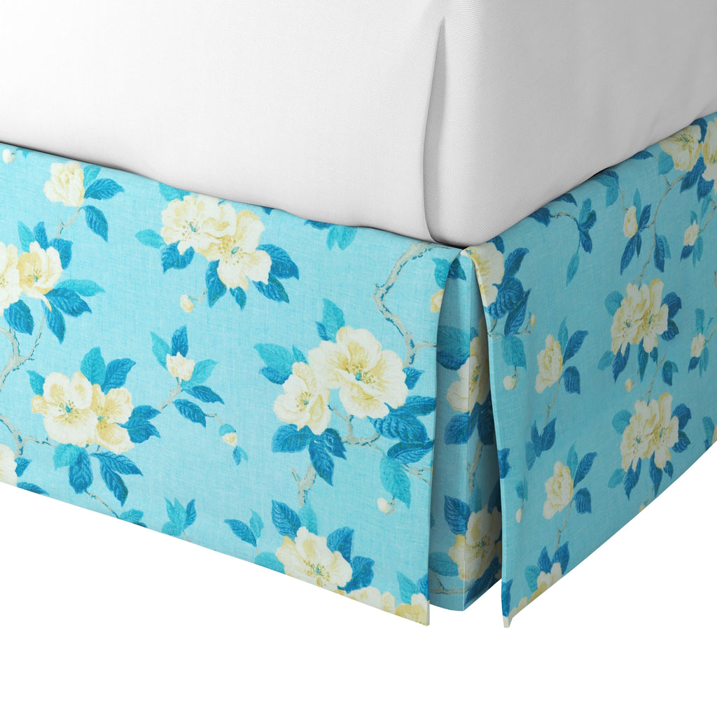 Tailored Bedskirt in Grandma's Floral - Pale Blue