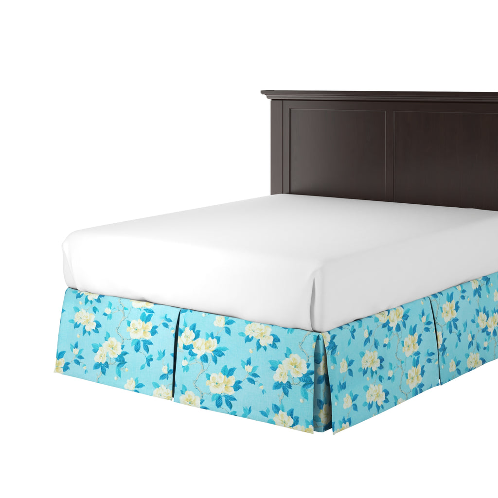 Tailored Bedskirt in Grandma's Floral - Pale Blue