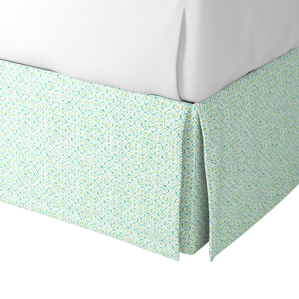 Tailored Bedskirt in Positive Print - Emerald