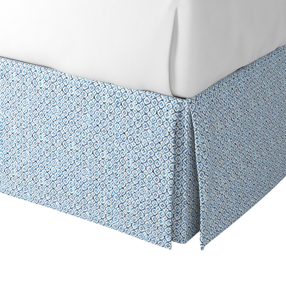 Tailored Bedskirt in Positive Print - Azure