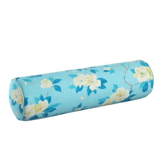 Bolster Pillow in Grandma's Floral - Pale Blue