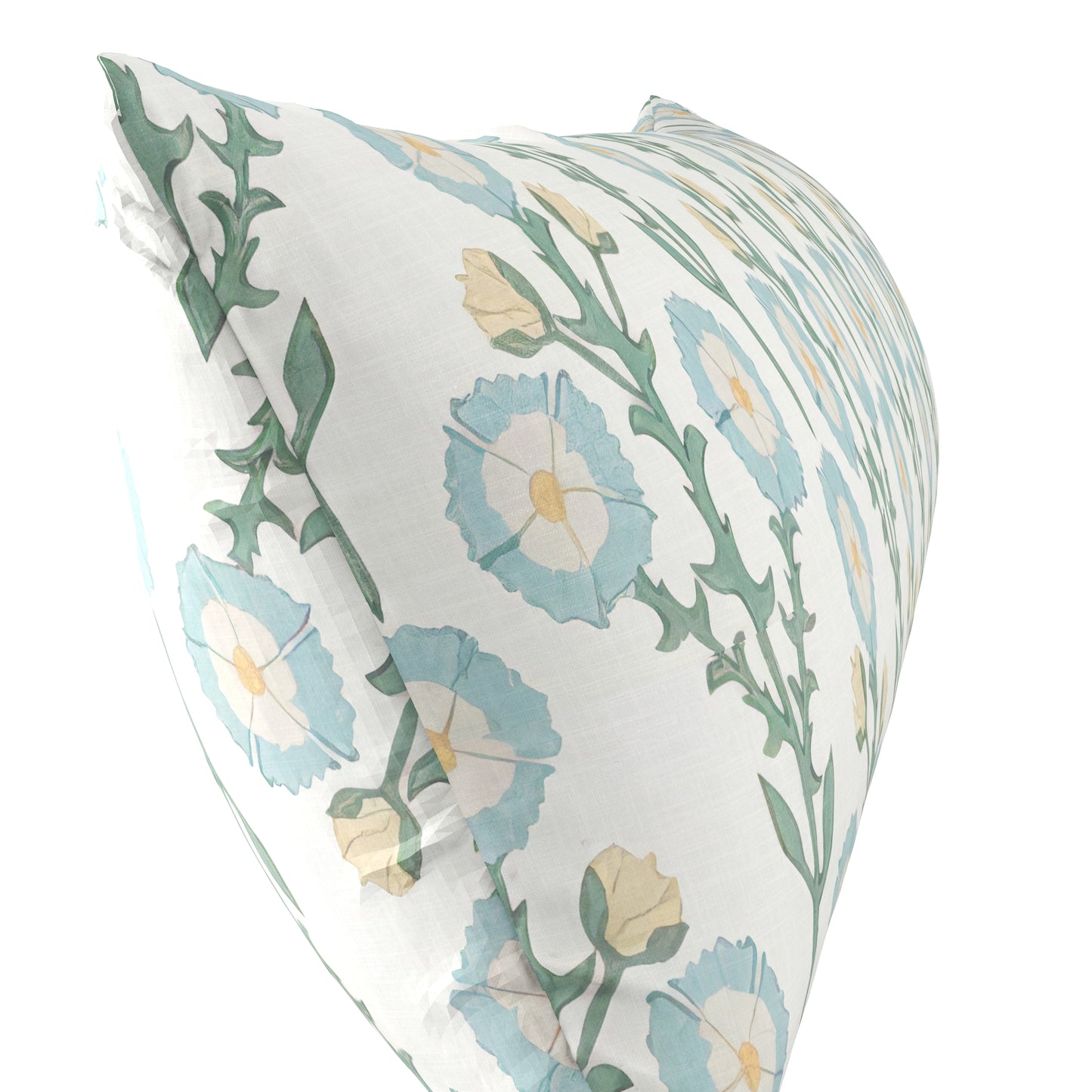 Large Lumbar Pillow in Cottage Flowers - Cool Blue