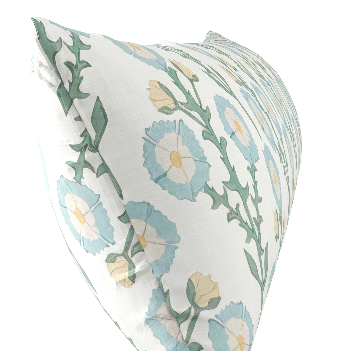 Large Lumbar Pillow in Cottage Flowers - Cool Blue