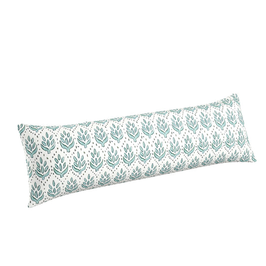 Large Lumbar Pillow in Leaf Me Alone - Minty Blue
