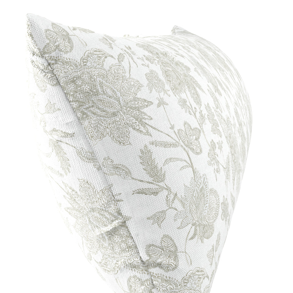 Large Lumbar Pillow in Toile - Rich Cream