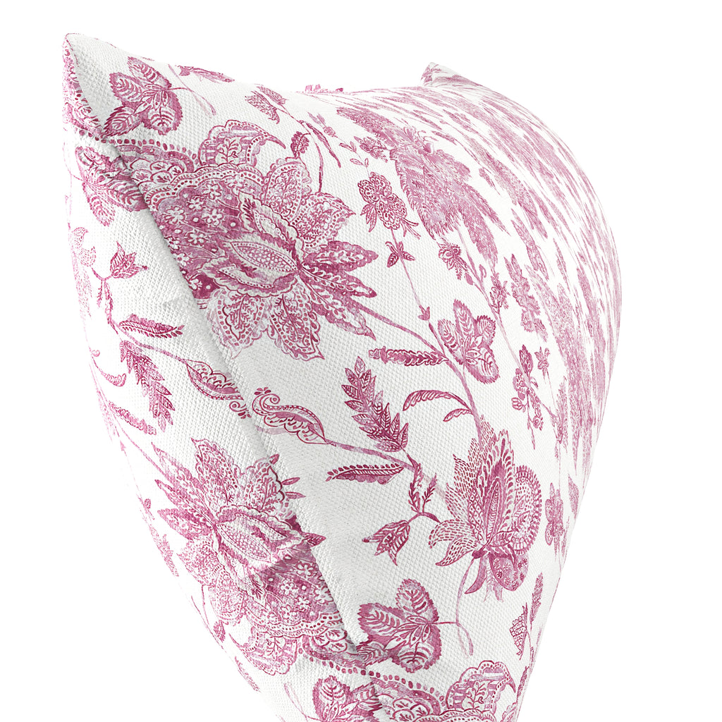 Large Lumbar Pillow in Toile - Strawberry