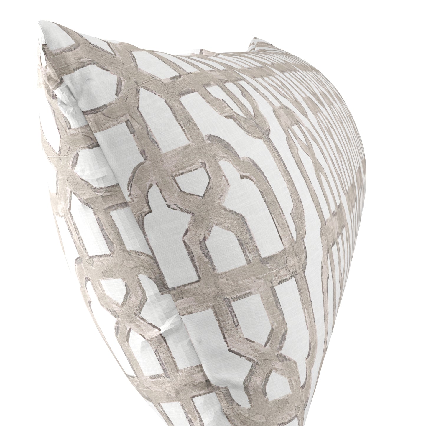 Large Lumbar Pillow in Trellis Like It Is - Beige