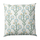 Throw Pillow in Cottage Flowers - Cool Blue