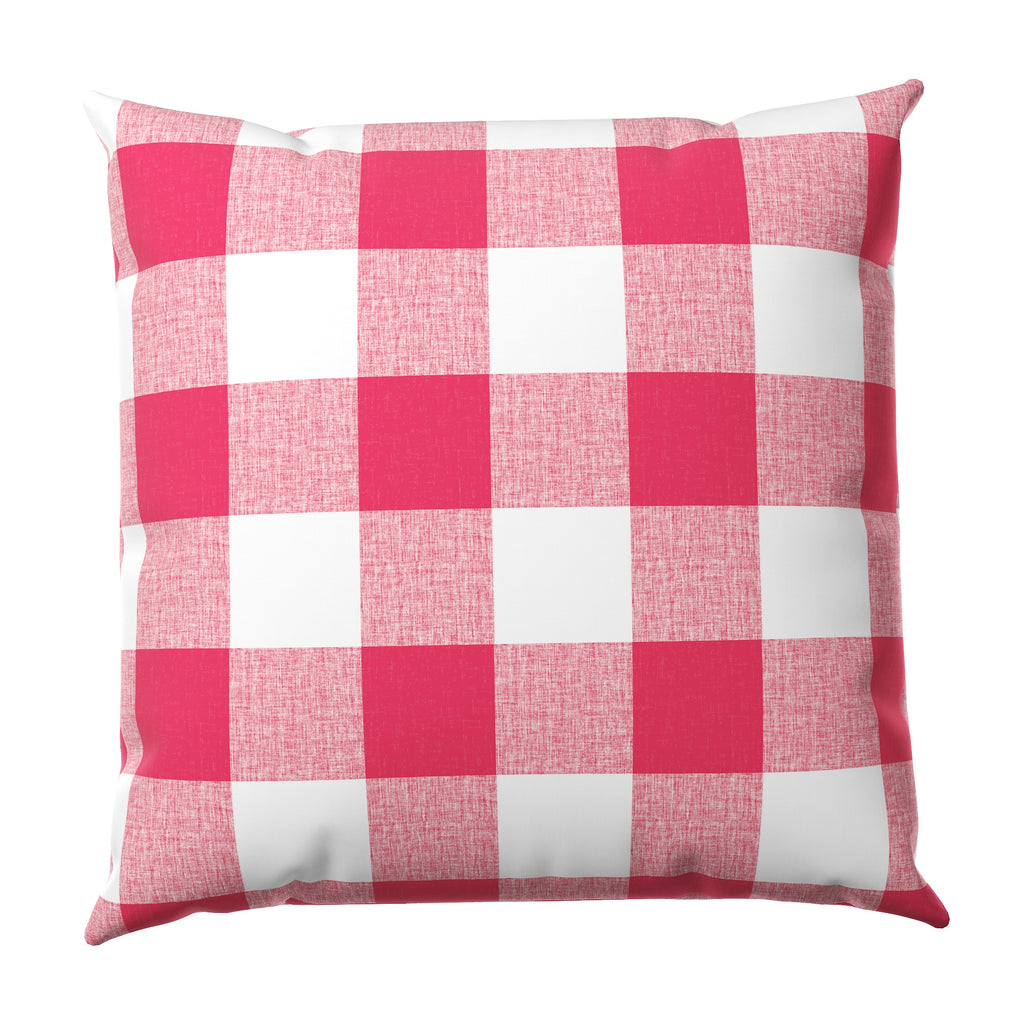 Throw Pillow in Buffalo Check - Flamingo