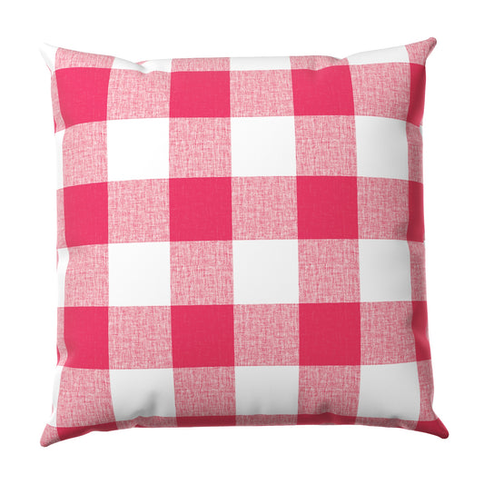 Throw Pillow in Buffalo Check - Flamingo