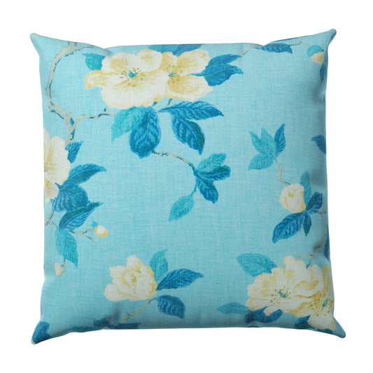Throw Pillow in Grandma's Floral - Pale Blue