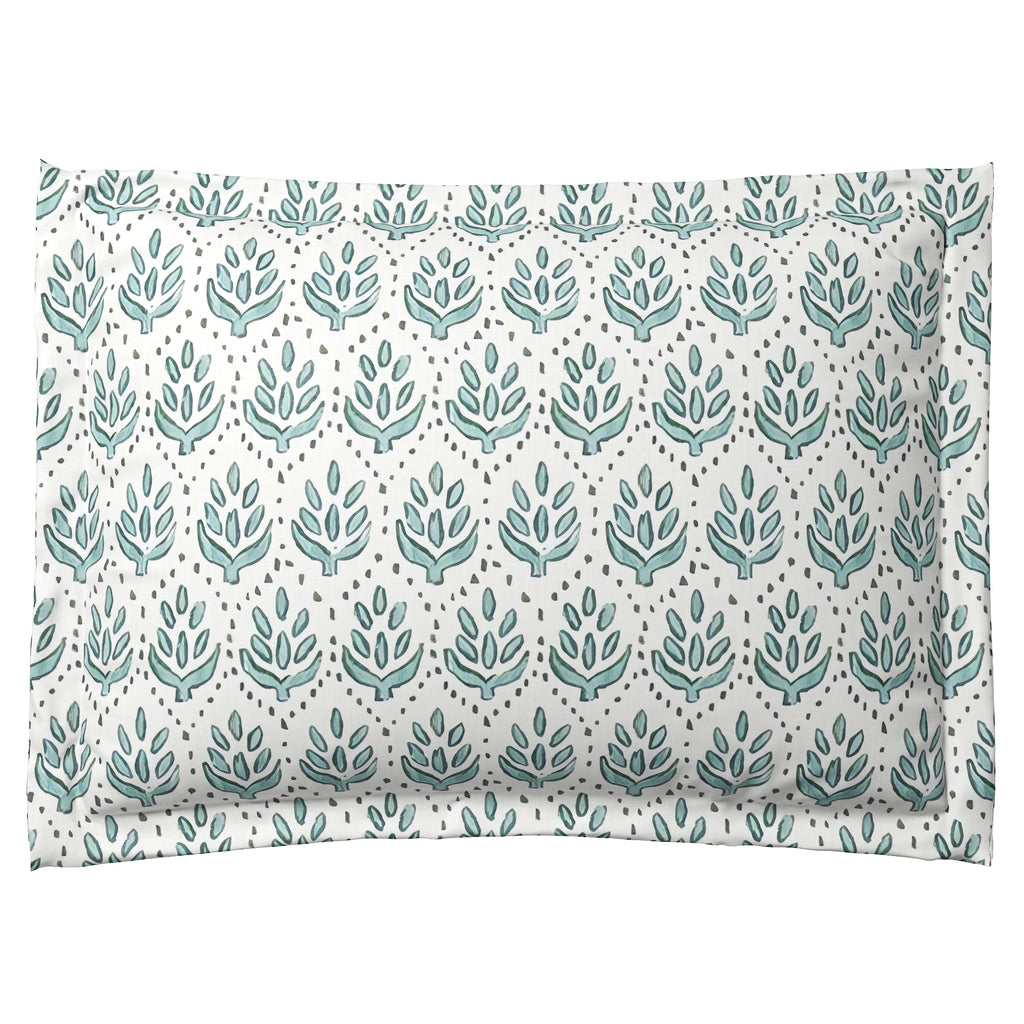 Pillow Sham in Leaf Me Alone - Minty Blue