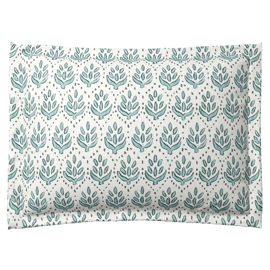 Pillow Sham in Leaf Me Alone - Minty Blue