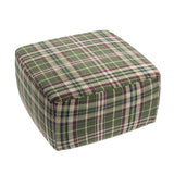 Square Pouf in Tartan - Evergreen