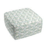 Square Pouf in Cottage Flowers - Cool Blue