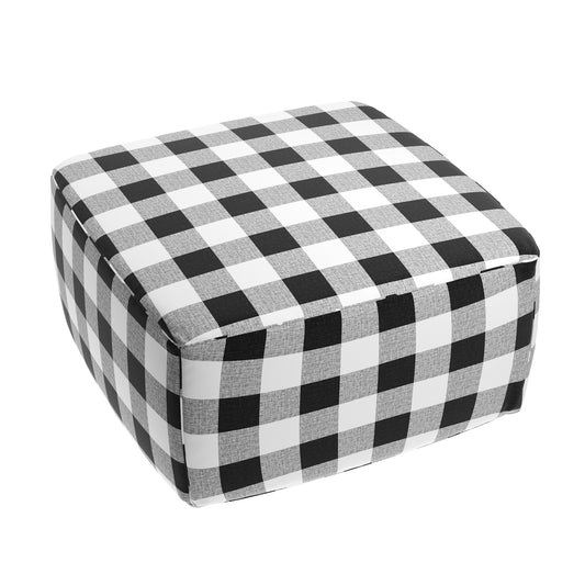 Square Pouf in Buffalo Check - Black
