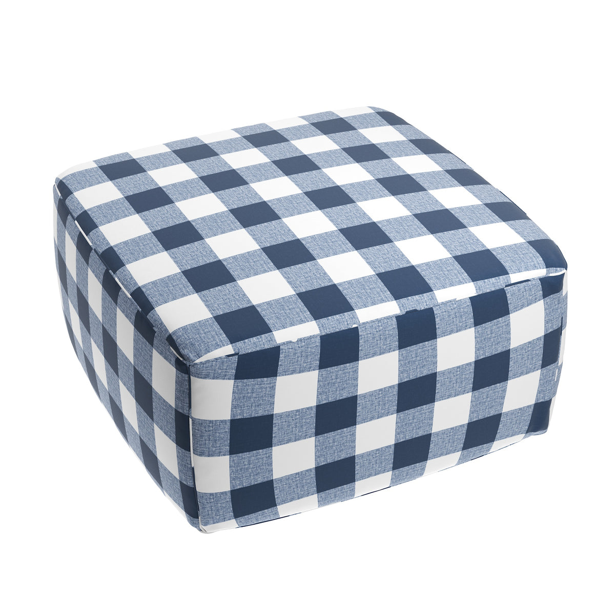 Square Pouf in Buffalo Check - Navy